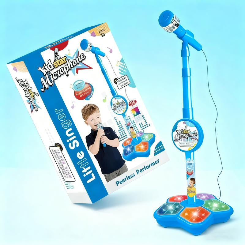 Karaoke Microphone Toy with Colorful LED Lights and Built-In Music – Encourages Singing and Boosts Confidence for Children Aged 3-8, Ideal Birthday Gift for Fun and Educational Entertainment.