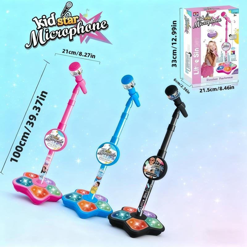 Karaoke Microphone Toy with Colorful LED Lights and Built-In Music – Encourages Singing and Boosts Confidence for Children Aged 3-8, Ideal Birthday Gift for Fun and Educational Entertainment.