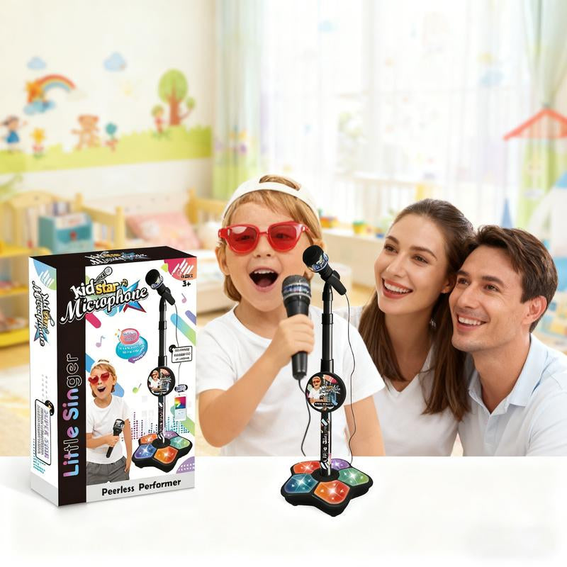Karaoke Microphone Toy with Colorful LED Lights and Built-In Music – Encourages Singing and Boosts Confidence for Children Aged 3-8, Ideal Birthday Gift for Fun and Educational Entertainment.