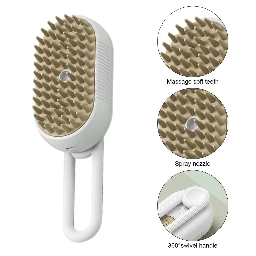 3-In-1 Dog Hair Brush Cat Hair Brush Electric Pet Cleaning Brush Steam Spray Brush Massage Hair Removal Comb anti Flying Brush